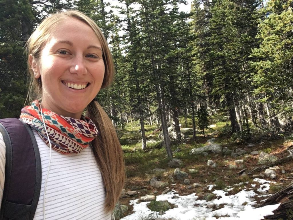 Alyssa hiking in Rocky Mountain National Park.