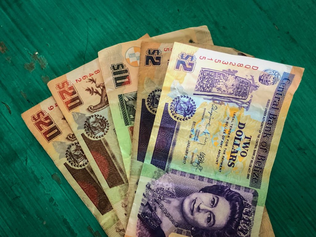 Belize dollar bills