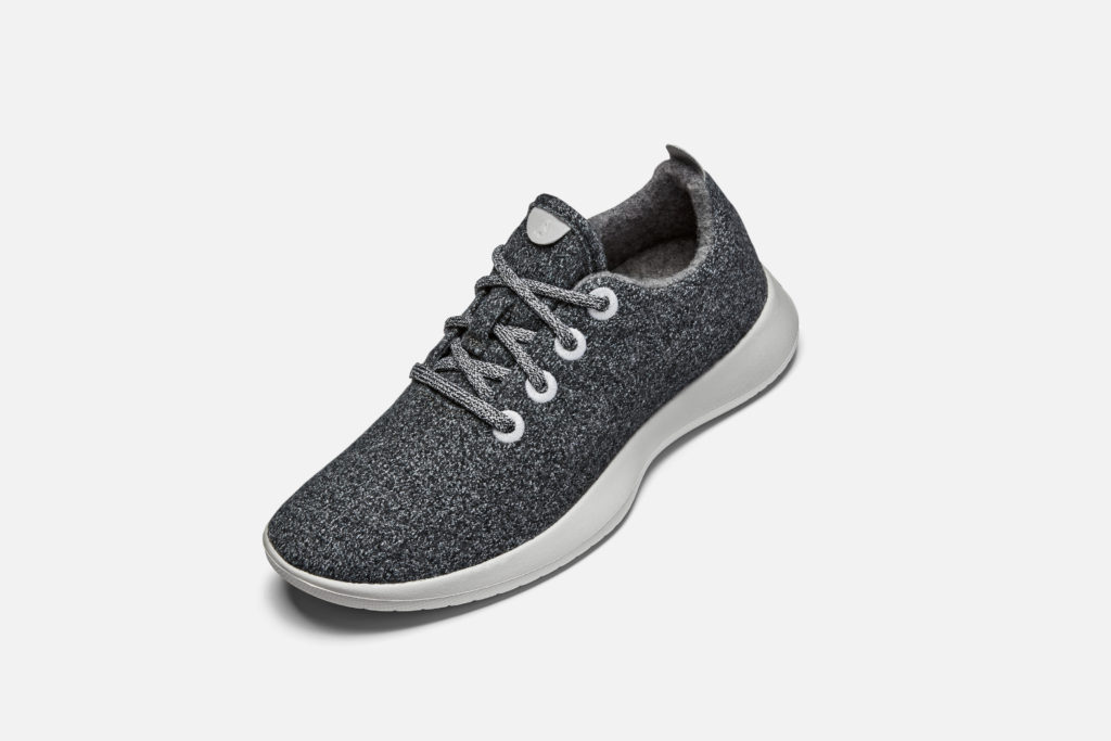 Grey wool tennis shoe with white sole