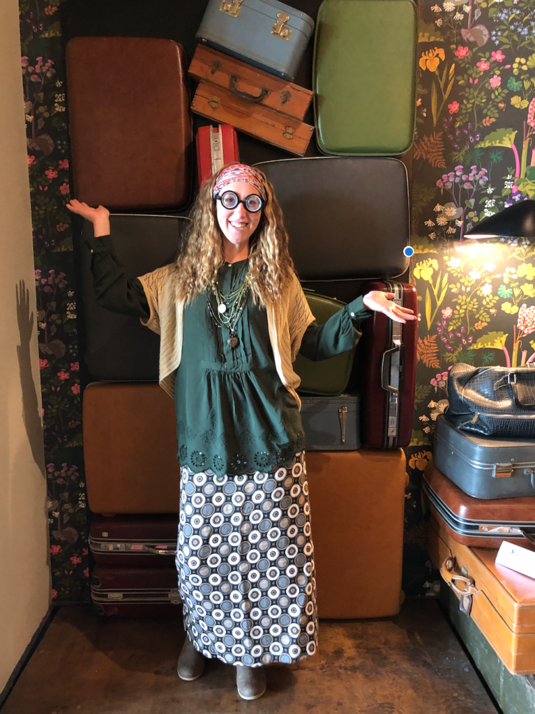 Alyssa dressed as Professor Trelawney from Harry Potter while visiting Dallas for LeakyCon.