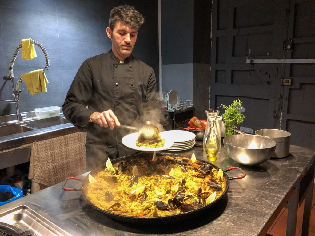 While coronavirus spread through Madrid, we continued to enjoy our spring break with a paella cooking class.