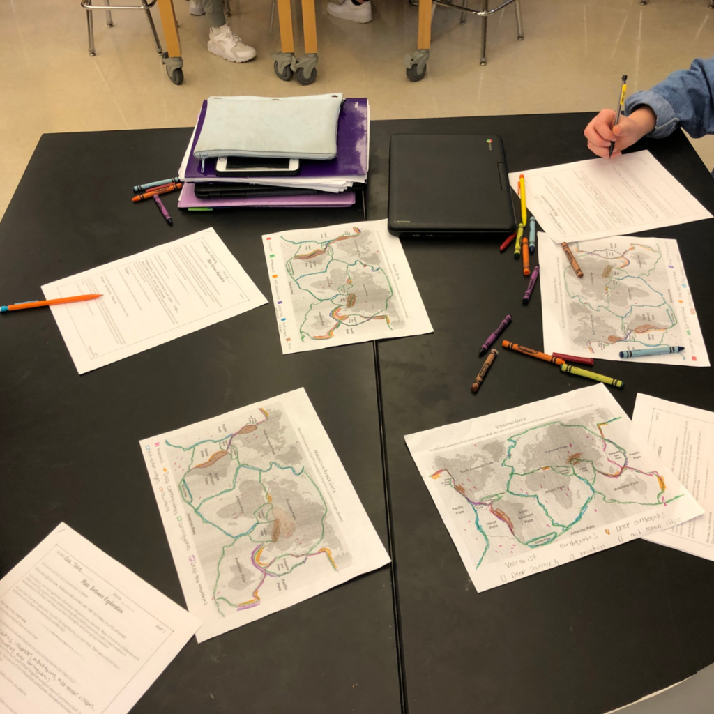 Students use maps as notes in the Explain stage of the 5E Lesson Framework.